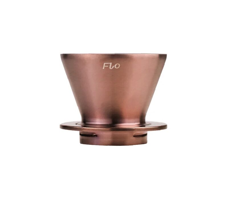 Луксозен дрипер за кафе Varia Flo в цвят розово злато с три сменяеми филтърни решетки.