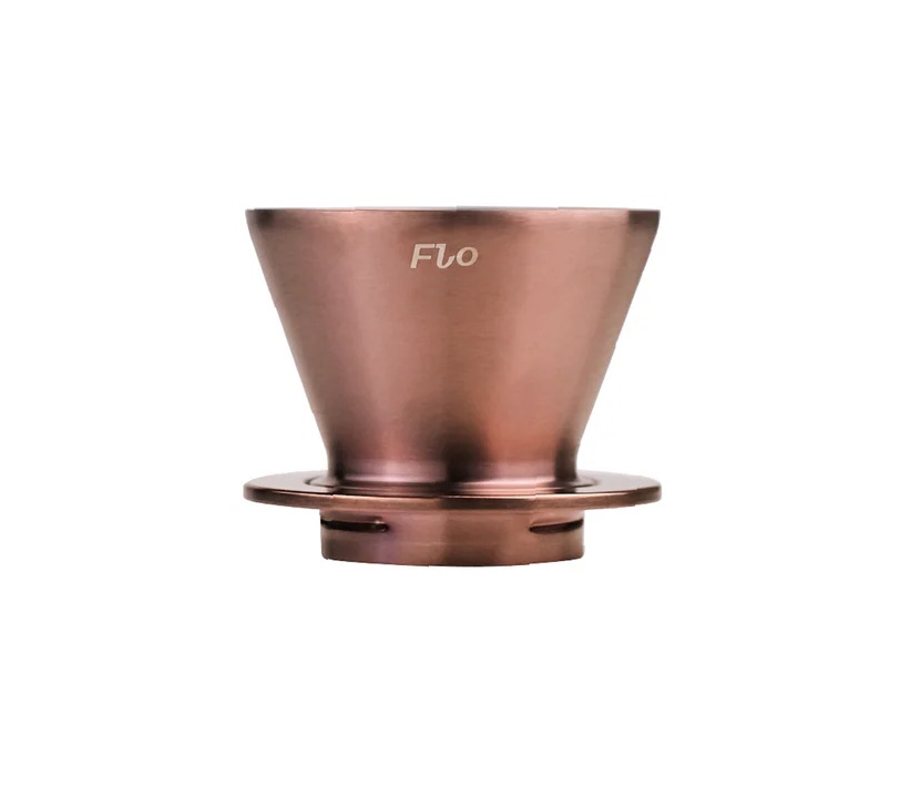 Луксозен дрипер за кафе Varia Flo в цвят розово злато с три сменяеми филтърни решетки.