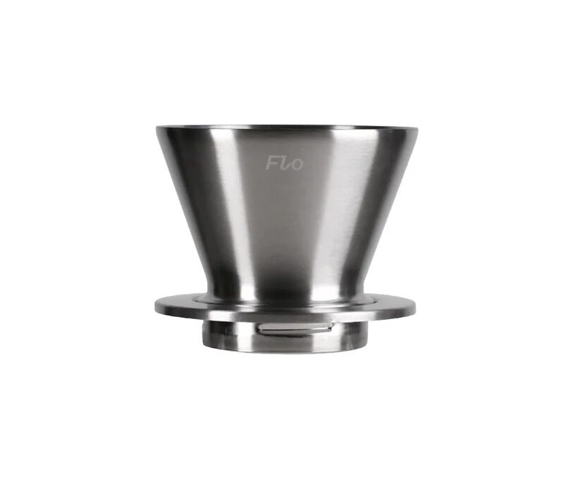 Полиран стоманен дрипер Varia Flo от неръждаема стомана с двойни стени и сменяеми решетки.
