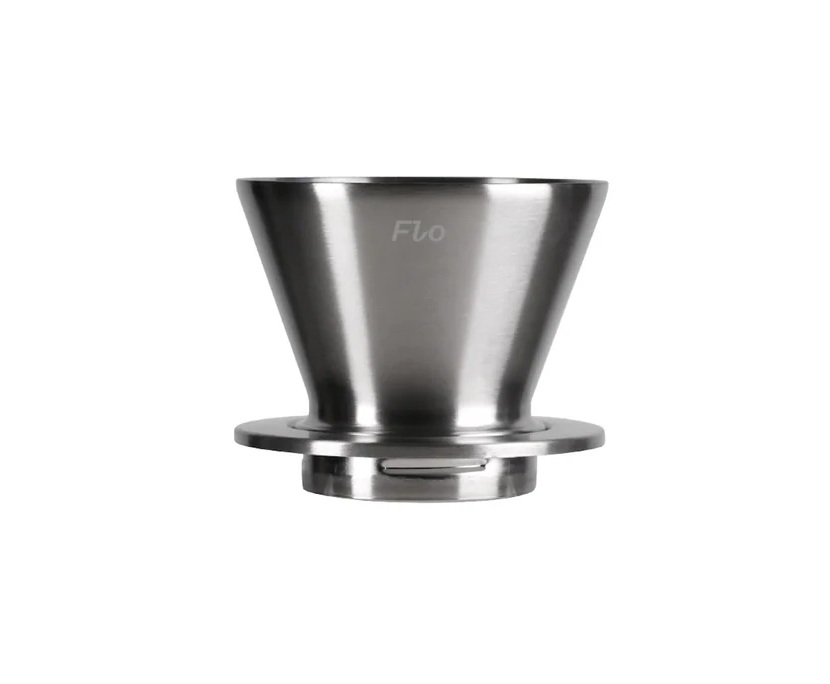 Полиран стоманен дрипер Varia Flo от неръждаема стомана с двойни стени и сменяеми решетки.