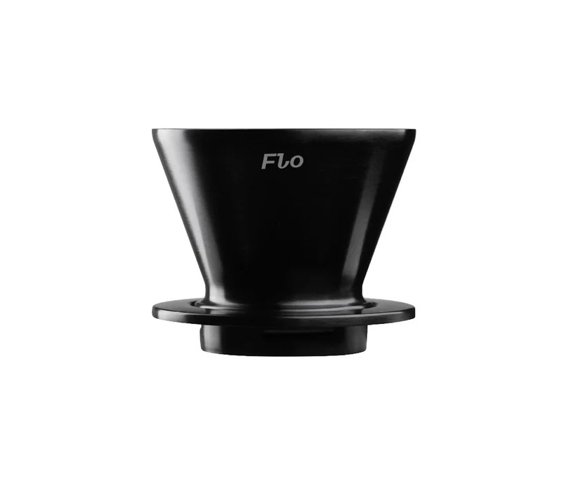 Матов черен дрипер Varia Flo с двойни стени и комплект сменяеми решетки за регулиране на дебита.