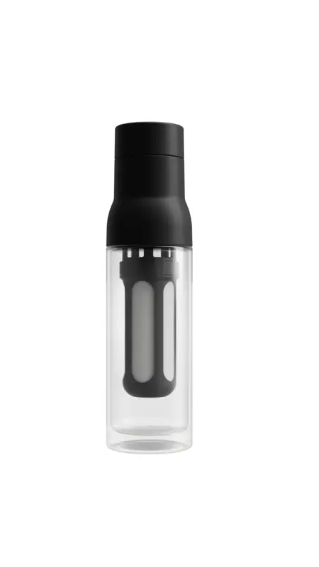 Стъклена бутилка Varia Steep за приготвяне на cold brew кафе със затворена филтърна система.